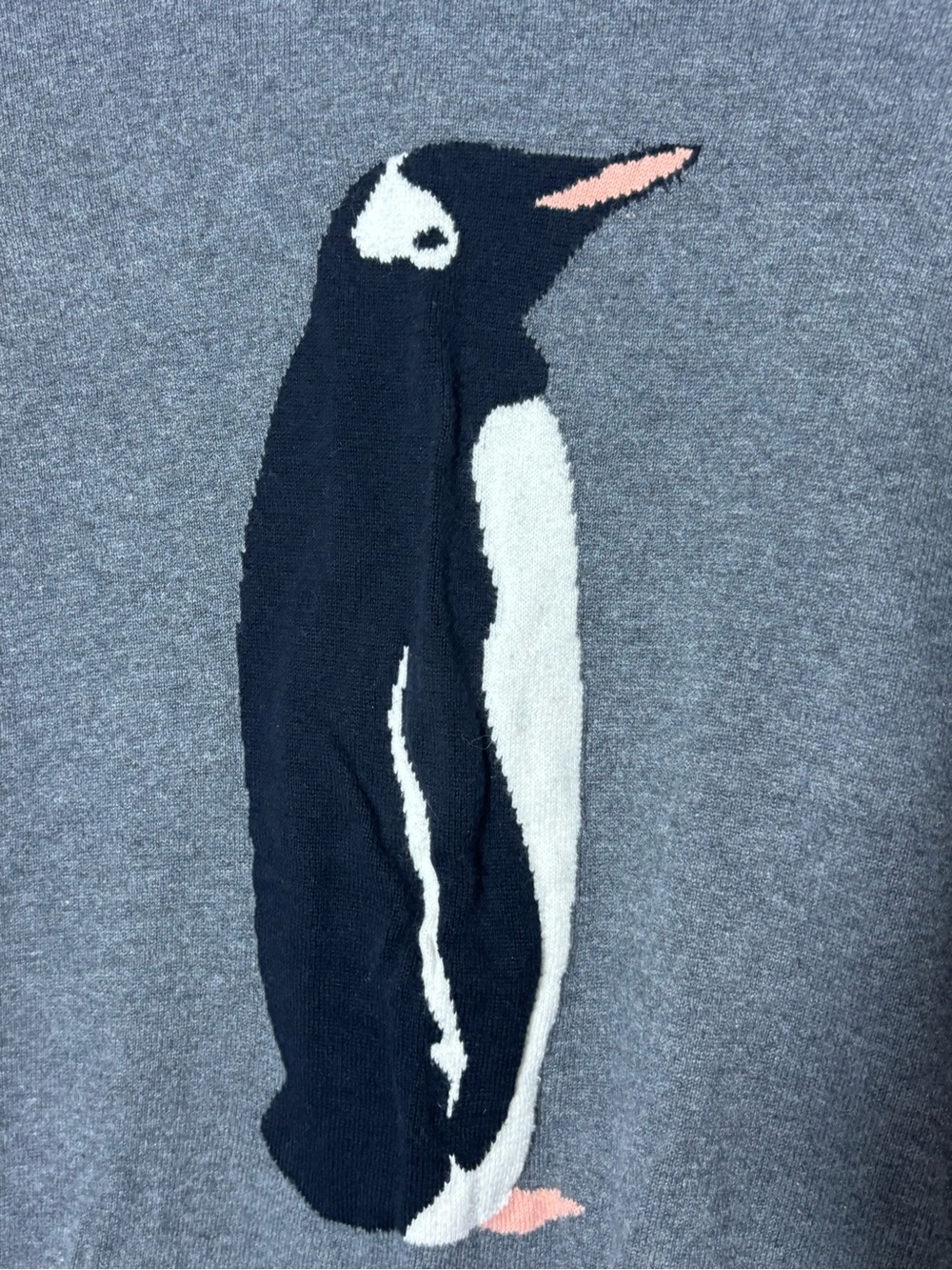 The Limited Gray Penguin Knit Sweater with Pink Beak Accent - Picture 2 of 9